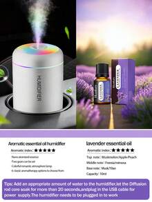Humidificador USB y difusor de aromaterapia, con niebla fría de 180ml, funcionamiento silencioso, luz nocturna, diseño portátil, adecuado para dormitorio, escritorio, oficina y hogar - Ambientador de aire, humidificador de dormitorio, humidificador de escritorio, decoración de habitación, tecnología acústica de pulverización (purificador de aire, difusor, humidificador para dormitorio)