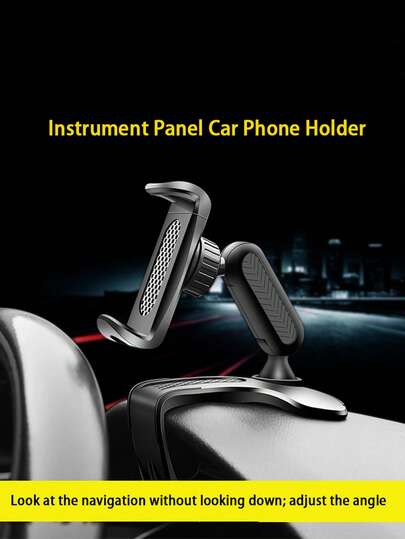 1pc Car Dashboard Clip-On Phone Holder, Rearview Mirror Mounted Rotating Phone Stand For Navigation