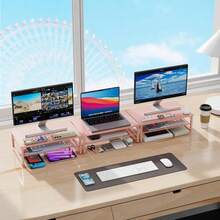 2-Tier Metal Monitor Stand Riser, Desk Organizer For Monitor, Office Desk Storage Organizer For Office Supplies (Rose Gold){Inchcolor_nameinch:InchRoseGoldinch} - 玫瑰金色 - 查看 7