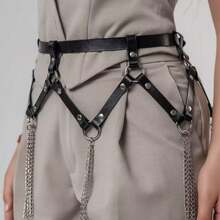 Adjustable Chain Waist Belt, Dark Punk INS Style, Multiple Sizes Available, Fashionable Waist Chain Accessory Suitable For Holidays, Performances, Parties And Daily Wear - Black - View 1