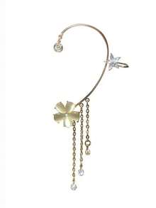 1pc Fashionable & Elegant Rhinestone Butterfly Left Ear Cuff Jewelry, Suitable For Holidays And Daily Wear - Kim - Left - View 3