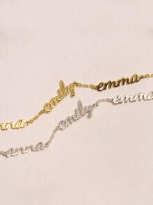 Customized Multi-Name Bracelet, 1-3 Personalized Name Bracelets, Family Gift, Personalized Name Cuban Link Bracelet, Stainless Steel Jewelry, Valentine's Day/Mother's Day Gift, Gold, Silver, Fashion, Colorful, Retro, Minimalist, Y2K Style, Personalized, Unique, Ideal Gift, Boyfriend, Girlfriend, Dad, Mom, Family, Friend, Anniversary, Birthday, Graduation, Prom, Party, Adjustable - Multicolor - View 8