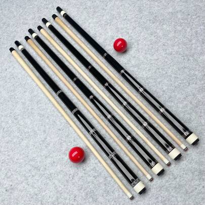58-Inch Maple Wood Pool Cue Stick, 13mm Rainbow Tip, Stainless Steel Slow 8 Joint, Glossy Black Surface, Balanced Weight, Suitable For American 8-Ball, 9-Ball And Carom Billiards, Ideal Holiday Gift For Billiard Lovers, 5-Piece Set (Cue Stick + Joint Protector + Glove + Cleaning Cloth + Extended Handle), Billiard Accessories