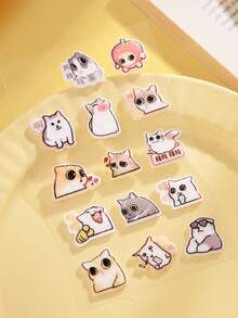 1pc Felt Sticker, Cute Cartoon Cat Expression Scrapbooking Sticker - Multicolor - View 9