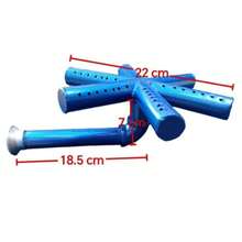 Quemador estrella estándar | Quemador de estrella estándar, para parrilla de gas, fabricado en en tubo redondo de 1" en acero al carbón, con codo para poder ajustar a la medida deseada y toberas de aleación de aluminio, con tornillo para ajustar la ventilación, funciona en alta y baja presión. - Azul - Ver 4