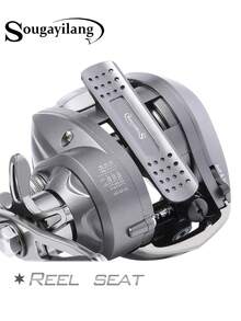 SOUGAYILANG 1 PC Silver-Gray Left-Handed Metal Baitcasting Reel With 11+1BB, 6.3:1 Gear Ratio, Max Drag 5.5kg, Adjustable Magnetic Brake , For Freshwater And Saltwater Fishing. - Silver - View 8