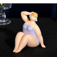1 pieza Figura decorativa hecha a mano de mujer curvilínea, adorno de resina para la sala de estar, decoración de mesa - Multicolor - Ver 4