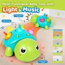Juguetes para bebés de 0 a 6 meses, juguete musical de tortuga para gatear, juguete de tortuga con luces y sonidos para todo uso, juguetes educativos y de desarrollo, adecuados para niños y niñas de 0 a 1 año - Verde - Ver 5