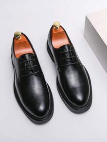 复古真皮鞋、时尚厚底德比鞋、英伦系带鞋、棕色鞋、新郎/伴郎婚礼鞋、系带办公正装鞋、休闲日常步行鞋、男士商务工作鞋、高跟工作鞋、黑色婚礼正装鞋、时尚舒适的牛津鞋、优雅绅士经典社交鞋 - 黑色 - 查看 4