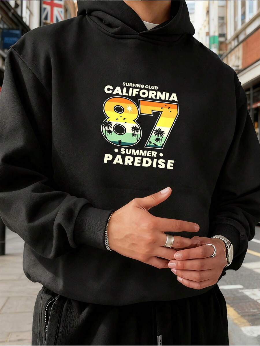 Sudadera con Capucha para Hombre con Sensación de Algodón Delicado, Cómoda de Usar, Adecuada para Piel Sensible - Negro - Ver 1