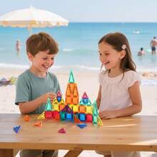 Mini Size Magnetic Building Blocks - STEM Toys Construction Set With DIY Magnetic Tiles, Learning Educational Magnet Toys, Random Colors For Birthday Gift - Multicolor - View 9