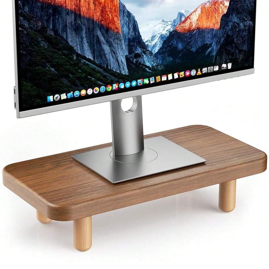 Monitor Stand - Wood Monitor Stand Riser For Laptop Computer/TV/PC/Printers, Dual Monitor Stand Riser{Inchsize_nameinch:InchWalnut15.75ininch} - Walnut15.75in - View 1