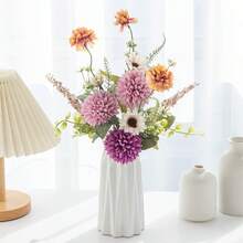 1/80pcs Artificial Chrysanthemum Flower Bouquet, Silk Flower Arrangement, Suitable For Spring Wedding Vase, Home Decor In Living Room, Bedroom, Mother's Day, Valentine's Day, Birthday Party, Outdoor Garden - Purple - View 7