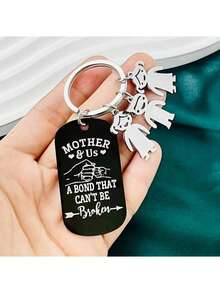 1pc Personalized Laser Engraved Name Keychain, Mother & Child Keychain Souvenir, Backpack Decoration Pendant, Gift For Mom, Mother's Day Customized Child Engraved Bag Charm Key Ring, Birthday Party Keychain Small Gift - Mother + Children - View 12