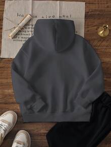 1pc Girls' Casual Printed Hoodie Sweatshirt, Comfortable Pullover Hooded Top For Students, Autumn/Winter