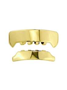 أغطية أسنان مصقولة ذات سطح ناعم بتصميم هندسي شبه منحرف لأسلوب الهيب هوب والسايبربانك للنساء والرجال، إكسسوارات مجوهرات للاستخدام اليومي والتنكري