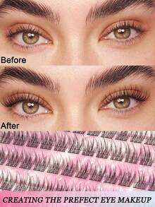 156 Individual Lashes Natural Eyelash Clusters Thin And Soft Cluster Eyelash Extensions 11mm C-Shaped Curl Homemade Eyelash Extensions Natural Look Soft And Thin Cluster Eyelashes, A Must-Have For Beginners, Suitable For Daily Use Such As Halloween, Christmas, Dating, Parties, Etc. - C - 查看 3