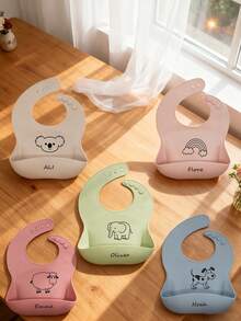 Baberos de silicona personalizados con nombre y patrón (26 opciones de patrones) - Multicolor - Ver 3