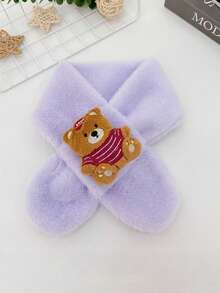 1 pezzo Sciarpa in peluche calda e carina con motivo a orsetto cartoni animati, adatta per bambini e bambine, autunno/inverno