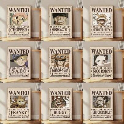 1pc Anime Character Wanted Poster Unframed Wall Art Canvas, Suitable For Bedroom, Bathroom, Living Room, Office, Kitchen, Holiday Gift, Room Decor, Pop Culture Decor, Anime Art, Ink Art Print, High-Quality Print, Decorative Canvas, Collector's Gift, Frameless