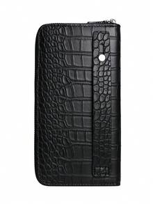Crocodile Pattern Men's Clutch Bag, Large Capacity Wallet, Long Style Men's Handbag, Phone Bag, Fashion High-End Long Checkbook Holder, With Zipper, Business Casual, Christmas Gift