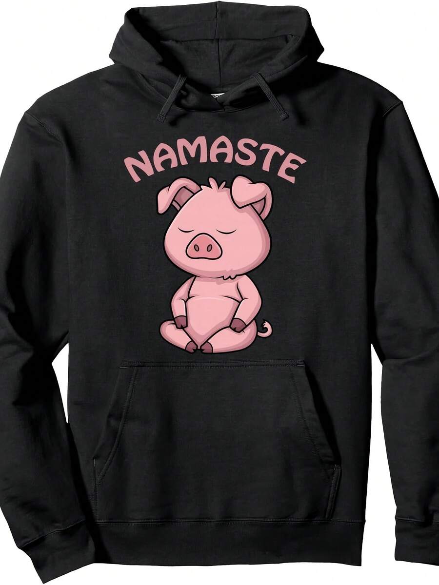 Pig Yoga Gifts Funny Pig Lovers Gift Cute Namaste Yoga Pullover Hoodie - 款式3 - 查看 1