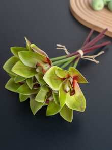 6pcs/Lot Silk-Like Texture Orchid Artificial Flowers, Living Room Tabletop Decor, Home Decoration, Wedding Craft Supplies - Multicolor - View 15