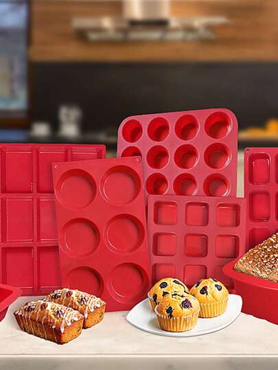 1pc 9-Cavity 12 Silicone Mini Bread Pan For Baking Cakes, Bread, Rice-Meat Dumplings, Corn Bread, Brownies, Muffins And Soap, Easy To Clean, Kitchen Supplies, Household Necessities