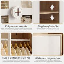 Wardrobe With Integrated Chest Of Drawers, Complete Bedroom Set Including Bedside Table, Lacquered Panels And Chipboard, Combination Dressing Room Storage And Drawers - White - View 8