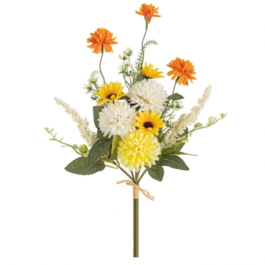 1/80支仿真菊花花束,丝绸花卉摆设,适合春季婚礼花瓶装饰、客厅、卧室家居装饰、母亲节、情人节、生日派对、户外花园等场合。 - 黃色 - 查看 1