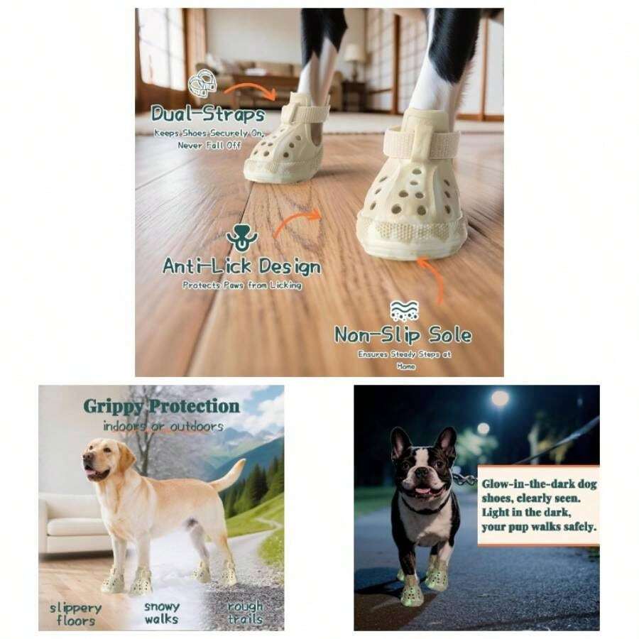 Dog Shoes Hot Summer Pavement, Dog Shoes Small Dogs, Waterproof Dog Boots Paw Protectors, Non - Slip Dog Rain Booties, Easy Clean Sandals Beach Khaki Size 1 - Khaki + #1(width 1.181 Inch) for 4-10 Lbs - View 1