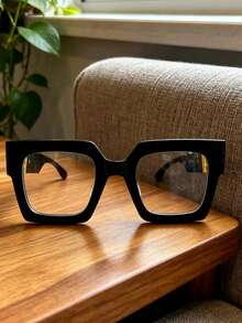 1pc Casual Solid Color Tritan (Copolyester) Women's Non-Prescription Glasses, Autumn/Winter Best Seller - Black - View 3