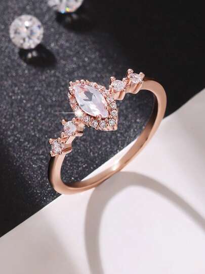 1pc Elegant Luxurious Sparkling Square Cubic Zirconia Ring, Suitable For Women, Men, Girlfriend, Proposal, Engagement, Wedding Anniversary, Valentine's Day Gift