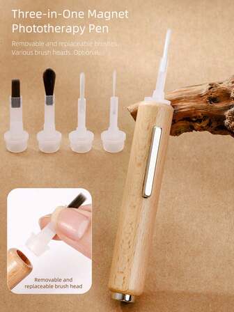 Juego de bolígrafo de esmalte de uñas de gel magnético 3 en 1 con cabezales de cepillo reemplazables, herramienta magnética de ojo de gato, repuesto de cabezal de cepillo