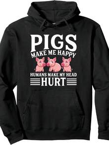 Pigs Make Me Happy Humans Make My Head Hurt Pullover Hoodie - Style 5 - View 1