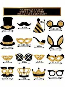 一套生日拍照道具，生日快乐派对拍照道具，节日拍照姿势标牌套装，适用于生日派对、婚礼、毕业典礼 - 彩色 - 查看 3