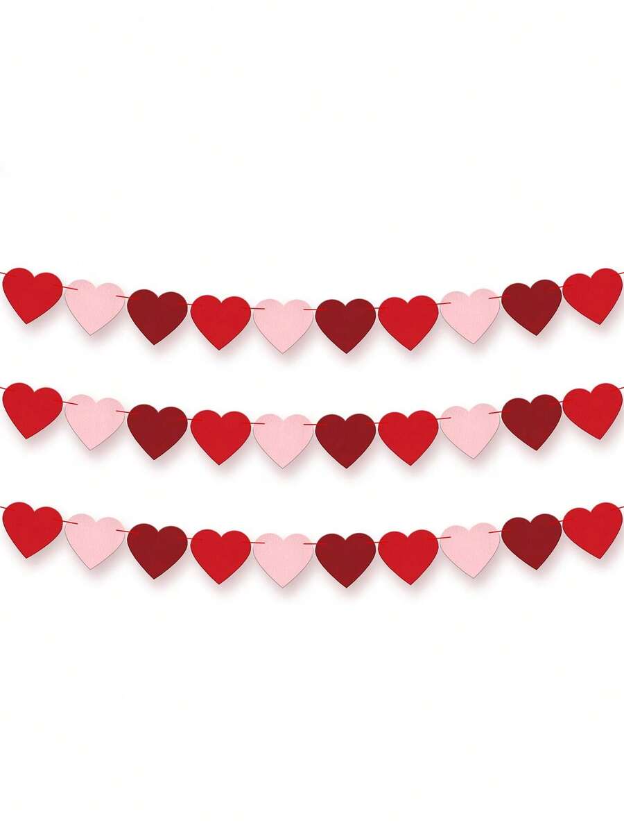 悬挂爱心，爱心情人节，情人节横幅，订婚派对装饰，周年纪念横幅，婚礼装饰，周年纪念装饰爱心花环，情人节装饰，情人节礼物，悬挂式情人节花环，粉色、红色和酒红色订婚装饰，大型爱心情人节装饰，房间装饰，悬挂式情人节花环； - 彩色 - 查看 1