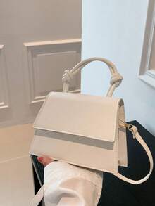 Túi đeo chéo Nữ Thùa khuyết màu trơn Có thể điều chỉnh được Tay cầm Top Mốt Đúng mốt - trắng - Xem 7