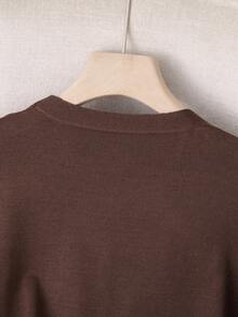 GIGOGOU Women's Casual Solid Color Knit Cardigan, Spring/Autumn - Coffee - View 8