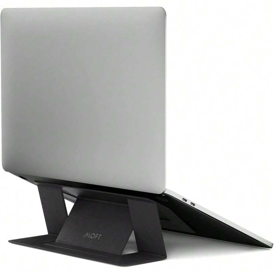 Laptop Stand For Desk, Stick-On Computer Stand With Dual-Angle, Ergonomic Laptop Riser Holder For Travel, Foldable & Portable Stand Fits 11.6inch-16inch Laptops, Black{Inchcolor_nameinch:InchBlackinch,Inchsize_nameinch:InchAdhesiveVersion-Standardinch} - 黑色 - 查看 1