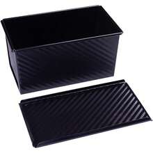 Pullman Loaf Pan With Lid NonStick Bread Pans Bakeware 1lb Dough Carbon Steel Baking Bread Toast Mold NonStick Carbon Steel Corrugated Bread Toast Mold With Cover Big Capacity Baking Tool BK
