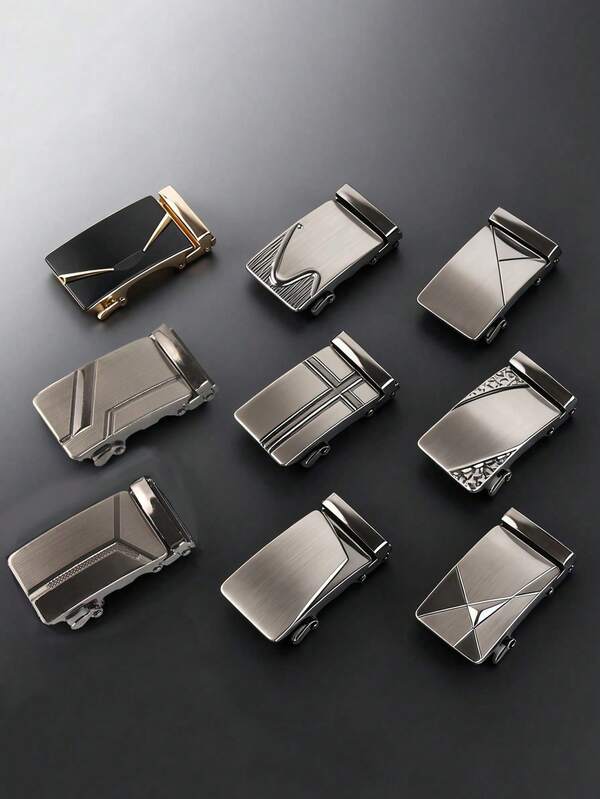 1 Men's Mechanical Automatic Belt Buckle, With 15 Geometric Buckle Styles To Choose From. Suitable For Both Men And Women - A Daily Decorative Accessory For Jeans, Equipped With An Automatic Buckle Design.