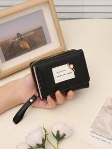 韩版三折钱包，女士钱包，拉链封口，PU皮革材质，日常便携，可装身份证、现金、信用卡，简约时尚商务风，周年纪念、圣诞节、情人节、生日礼物，送给爱人、女孩、女士的理想之选。 - 彩色 - 查看 14