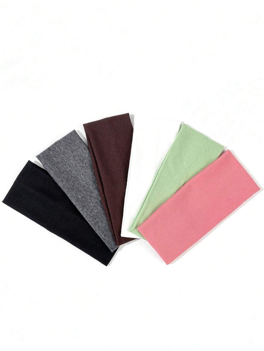 6 Stück/Set Mehrfarbige Stoff Mode Stirnbänder für Frauen, vielseitig für den täglichen Gebrauch, Frauen Bandanas, Winter Haarzubehör, warmer Kopfschmuck, Mode Haarband - Verschiedenfarbig - Übersicht 1