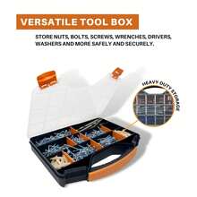 Hardware Organizer Box With Dividers - 18 Compartments Small Parts Organizer With Accessible Hinged Lid - Plastic Screw Organizer Store Nuts, Bolts, Screws, Nails, & Small Hardware