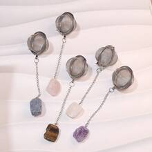 1pc/5pcs 304 Stainless Steel Raw Crystal Tea Strainer, Available In Various Colors Such As Amethyst, Rose Quartz And Tiger's Eye; 304 Stainless Steel Tea Filter Ball With Raw Crystals Of Multiple Materials - Multicolor - View 10