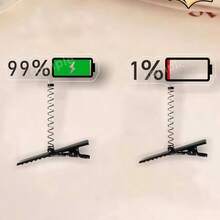 1/2pcs Funny & Quirky Acrylic Transparent Battery Level 3D Spring Hair Clips, DIY Hair Accessories, Handmade Abstract Trinkets, Hair Claws, Hair Slide, Hair Barrettes