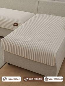 1 chiếc đệm ghế sofa vải nỉ dày màu trơn, kiểu dáng thân thiện với thú cưng, chống bẩn, chống trượt, tấm bảo vệ ghế sofa chống trầy xước mùa thu/đông, phù hợp cho ghế sofa kết hợp hình chữ L và ghế sofa 1/2/3/4 chỗ ngồi (Một chiếc) - Màu be - Xem 6