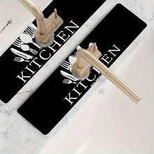 1 Piece Christmas Retro American Kitchen Faucet Mat Black And White Tableware Kitchen Pattern, Pool Countertop Absorbent Drying Mat, Suitable For Decorative Drying Mat, Suitable For Home Kitchen, Cafe, Shopping Mall Pool Countertop Decoration - 5.51x23.62英寸 - 查看 5