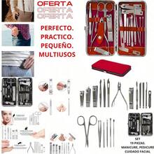 Set de Manicure profecional 19 piezas acero inoxcidable portatil compacto Cortauñas Alicate ROJO - Rojo - Ver 1